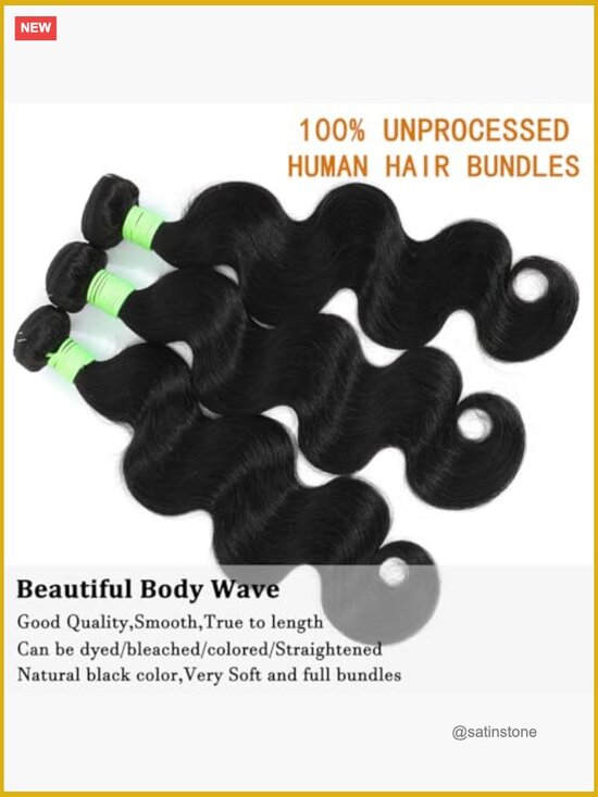 Body Wave Human Hair Bundles 16 18 20 Inch 12A Grade 100% Unprocessed Brazilian